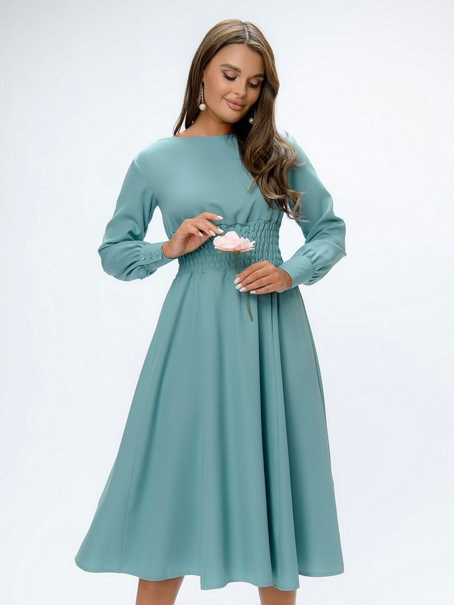 Платье 1001 Dress мятное в клетку с дёкольте