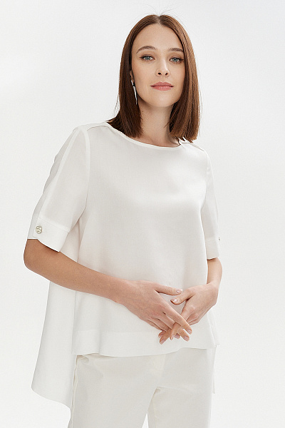 Блуза разноуровневая белого цвета с короткими рукавами