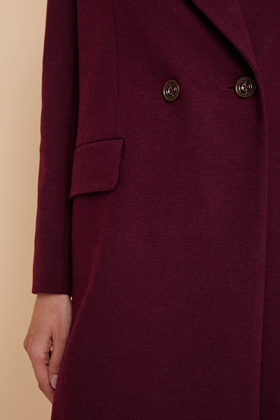 Жакет удлиненный бордового цвета с карманами
