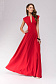 Платье красное длины макси с глубоким декольте
