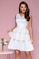 Платье белое длины мини с кружевом на юбке и плечах