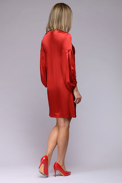 Платье красное длины мини с длинными рукавами