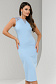 Платье-футляр голубое длины миди с кружевными вставками