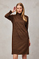 Платье коричневое с принтом длины мини и воротником-стойкой