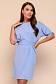 Платье голубого цвета длины мини с поясом