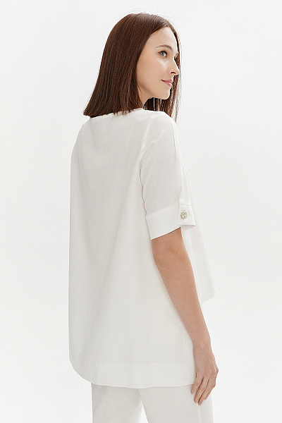 Блуза разноуровневая белого цвета с короткими рукавами