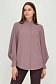 Блуза кофейного цвета с воротником-стойкой и объемными рукавами