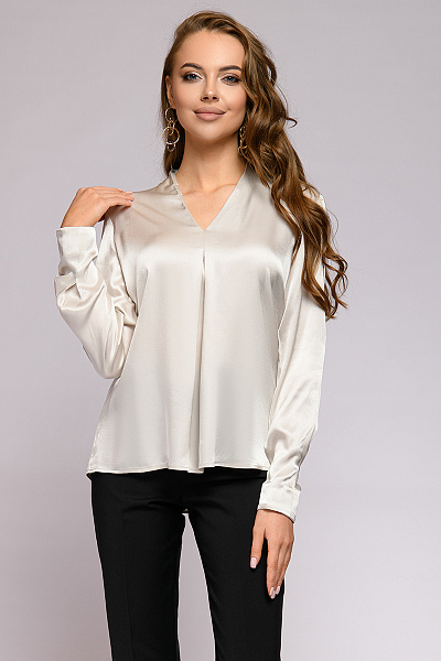 Блуза жемчужного цвета с длинными рукавами
