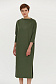 Платье зеленое длины миди со спущенным плечом и разрезами по бокам