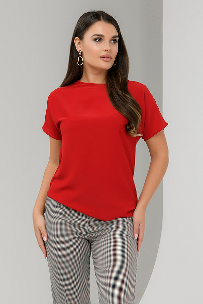 Блуза красная с короткими рукавами