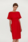 Платье красное длины мини с короткими рукавами и карманами