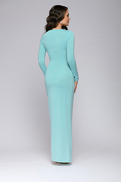 Платье цвета тиффани с люрексом длины макси