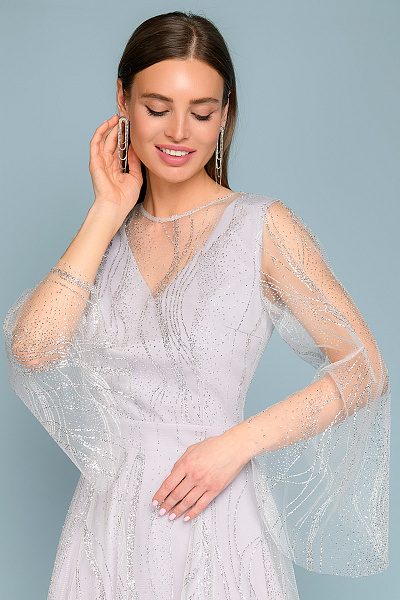 Платье белое двухслойное с открытой спинкой